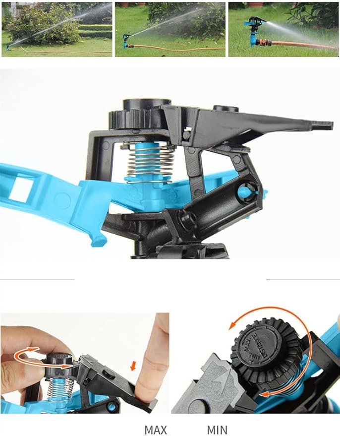 Pulsating Impact Sprinklers, 360 Degree Rotating Adjustable Water Sprinkler for Yard, Lawn & Garden