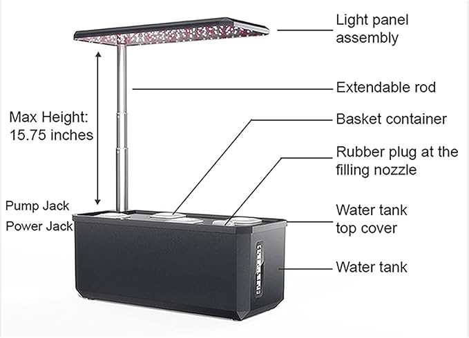 6 Pods Hydroponics Growing System with LED Grow Light Indoor Garden Smart Herb Garden Kit Plants Germination Kit Automatic Timer Height Up to 17" White