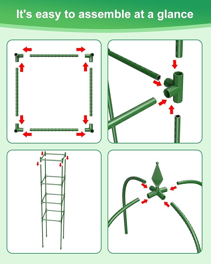 MYMULIKE 3 Pack Garden Obelisk Trellis for Climbing Plants Outdoor & Indoor - 6Ft Rustproof Garden Trellis Plant Support Cage for Vines, Flowers, Vegetables, Roses | Heavy-Duty, Adjustable