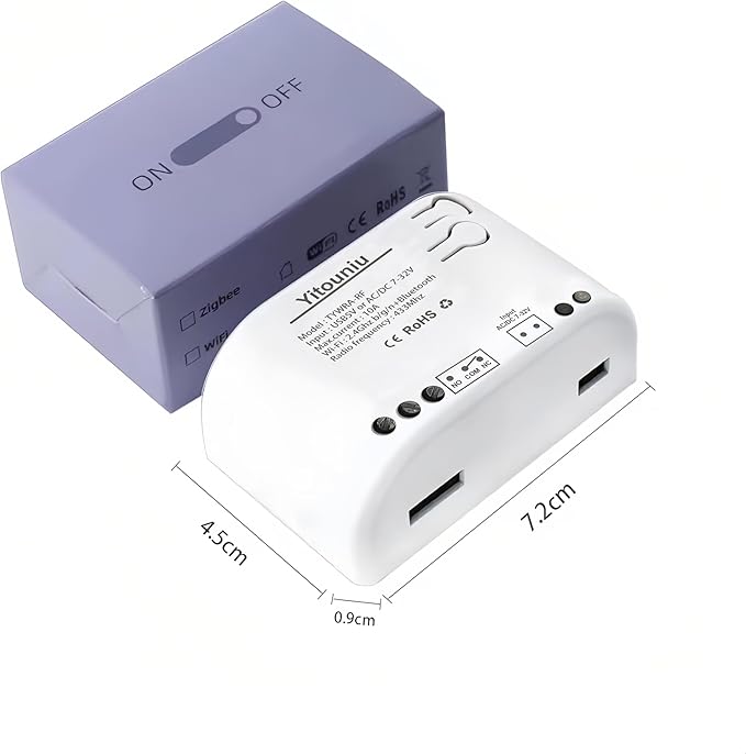1 Channel Tuya Smart Life WiFi Momentary Inching Self-Locking Relay Switch Module,DC 7-32V/USB 5V Wireless Remote Control with RF Bluetooth, Compatible with Alexa Goolge Home (1CH)