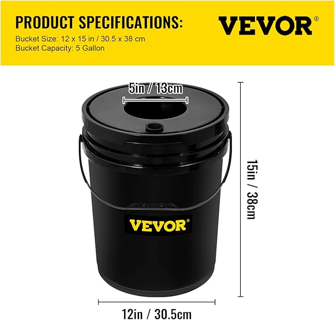 VEVOR DWC Hydroponic System, 5 Gallon 4 Buckets, Deep Water Culture Growing Bucket, Hydroponics Grow Kit with Pump, Air Stone and Water Level Device, for Indoor/Outdoor Leafy Vegetables