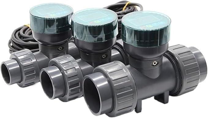 1Pcs RS485 Digital Display Flow Meter High Precision Smart Electronic Flowmeter UPVC Flow Sensor Water for Farm/Garden Irrigation(DN40,Without Display)
