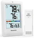Newentor Indoor Outdoor Thermometer Wireless, Weather Stations Wireless Indoor Outdoor, Outdoor Thermometers for Patio House, Outside Inside Thermometers with Comfort Indicator, White with 1 Sensor