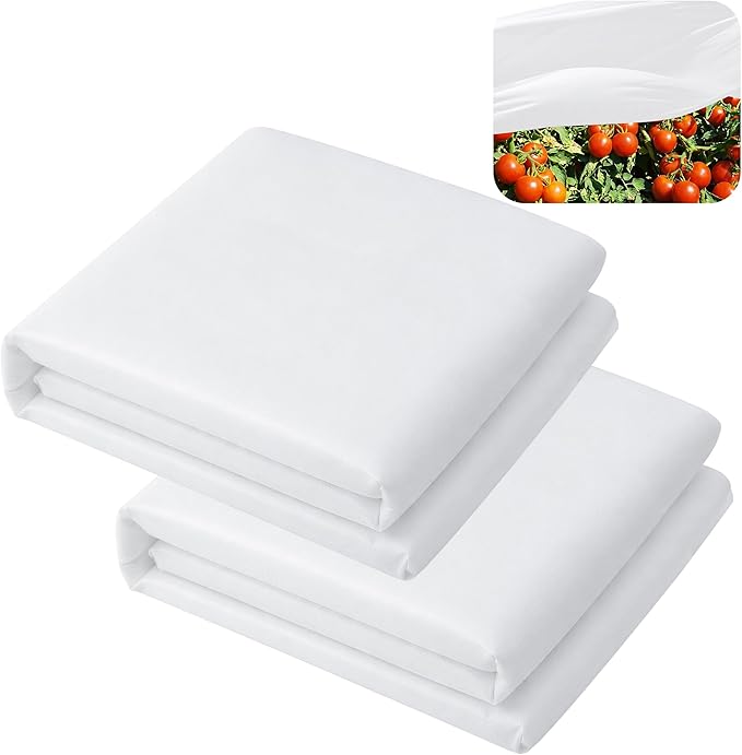 DECOHS 2 Pcs Plant Sun Protection Cloth, 30 x 10 Ft Garden Plant Shade Cloth, Non-Woven White Light Refraction Sunshade Cloth for Protecting Plants Vegetable Rows from Direct Sunlight
