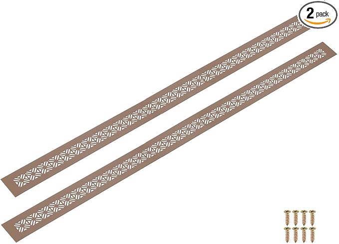 uxcell 2Pcs Aluminum Alloy Air Vents, 800 x 50mm / 31.5 x 2" Rectangle Louvered Ventilation Grille Cover with Mounting Screws for Door Cabinet Wardrobe, Brown