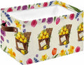 Spring Floral Storage Bins Cubes Waterproof Cloth Storage Basket, Watercolor Lemons Garden Flowers Farmhouse Foldable Storage Bags for Shelf Closet Clothes Organizers with Handles 15x11x9.5 in 1PCS