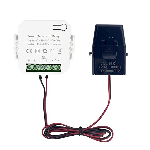 90‑250VAC Smart Energy Monitor Single Phase Clamp Electricity Meter with 200A CT Current Transformer for Home Energy Usage Monitoring
