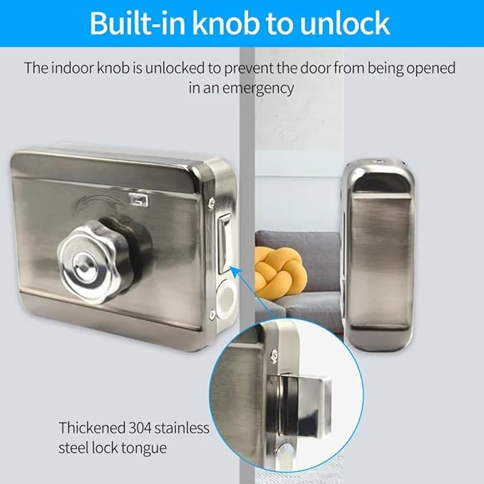 Smart Fingerprint Gate Door Lock – Waterproof Keyless Rim Latch with Tuya App, Passcode Keypad, IC Card & Mechanical Key, Built-in Doorbell, Smart Lock for Outdoor Fence, Yard & Home Security