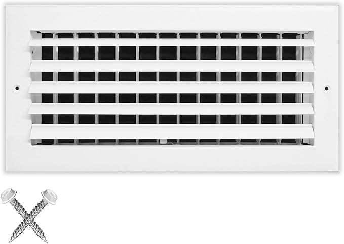 HVAC Premium 10"w X 6"h 1-Way Air Vent Adjustable Aluminum Curved Blades Integral Multi-Shutter Damper HVAC Diffuser [Outer Dimensions: 11.75"W X 7.75"H]