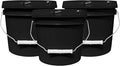 MKS Plastics 1-Gallon Bucket with Airtight Lid – Made in USA, Food Grade BPA Free Plastic, Heavy Duty Multi-Use, Metal Handle with Grip, Stackable Storage – Black, 3 Pack