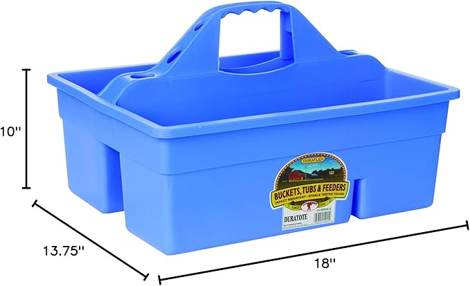 Little Giant® Plastic DuraTote | Horse Grooming DuraTote | Durable Tote Box Organizer with Easy Grip Handle | Extra Thick Sidewalls | Berry Blue
