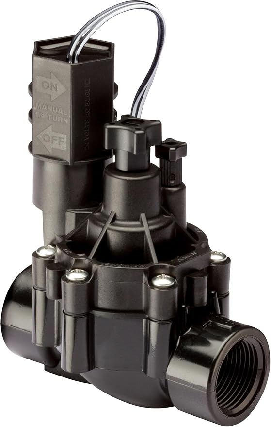 Rain Bird CPF100 In-Line Automatic Sprinkler Valve with Flow Control, 1" Threaded x Female, Black