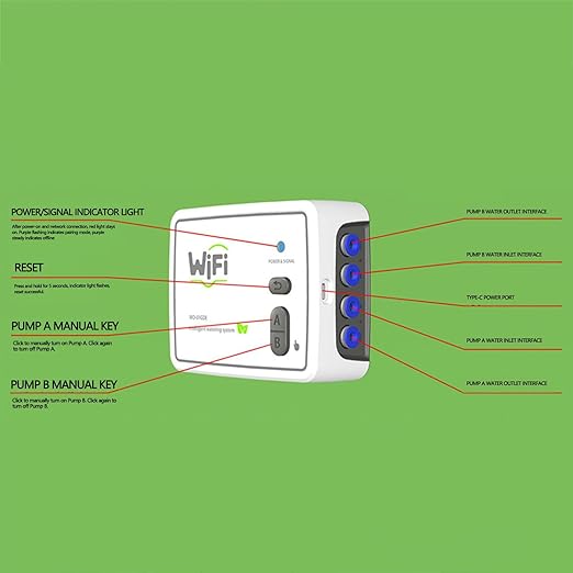 Qinlorgo Automatic WIFIs Drip Irrigation Kit for Home Potted Plants Remote App Control Dual Pump System 15 M Pipe Adjustable Drippers Timer Function Supports 20 Pots for Garden (US Plug)