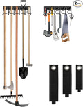 LEYU Metal Garage Tool Organizer Wall Mount, 2 Pack Garden Tool Organizer With Extension Cord Straps, Garage Organization Hooks and Hangers for Shed, Yard Storage, Wall Holder for Hanging Broom Mop