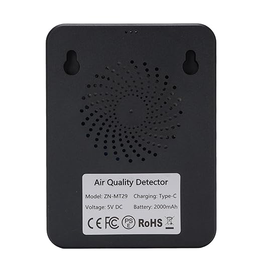 Air Quality Tester 15 in 1 Design 2.8 Inch HD Display CO2 TVOC HCHO PM2.5 Temperature Humidity Timer WiFi Air Quality Detector (Black+Red)
