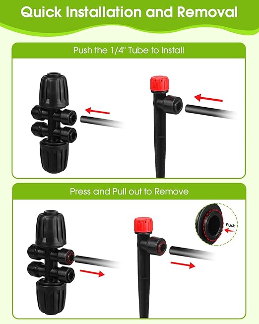 Drip Irrigation System,16Ft+78Ft Connector Micro Garden Watering Plants System Automatic Equipment with 1/2'' Hose 1/4'' Distribution Tubing and Accessories for Lawn Patio Raised Bed