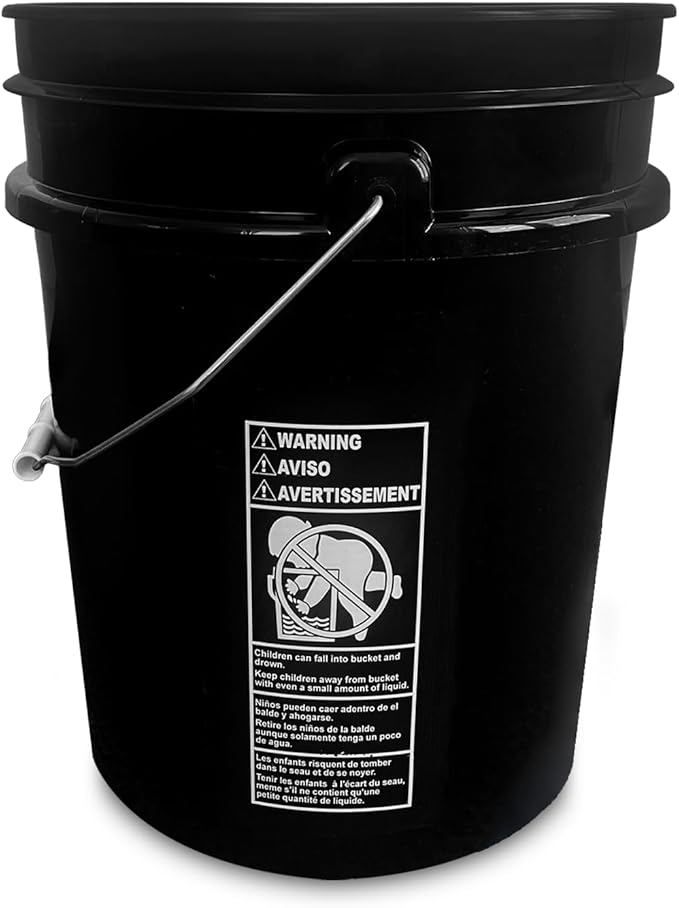 ePackageSupply 5 Gallon Bucket - Food Grade Bucket with Airtight Gamma Seal Screw-On Lid, BPA-Free, Heavy-Duty 90 Mil HDPE Plastic, Bulk Storage, Durable Container, Made in USA, Black/Black, 6 Packs