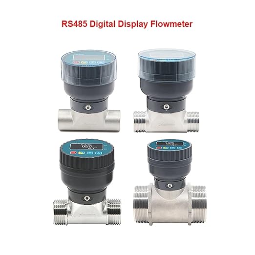 RS485 Electronic Digital Display Flowmeter Stainless Steel Male/Female Thread Smart LCD Electronic Flow Meter Water Flow Sensor(DN20,Male Thread)