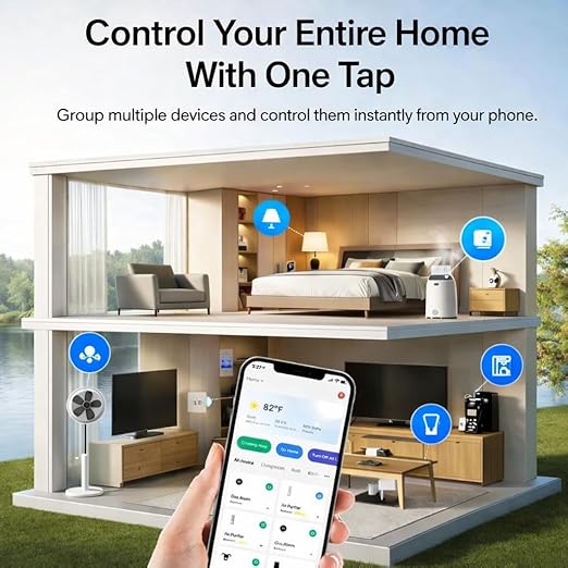 Compact Smart Plug, Works with Alexa & Google Assistant, Smart Life App & Voice Control, Energy Monitoring, Timer Scheduling, No Hub Required, App Remote Control, 2.4 GHz WiFi Outlet, 4-Pack