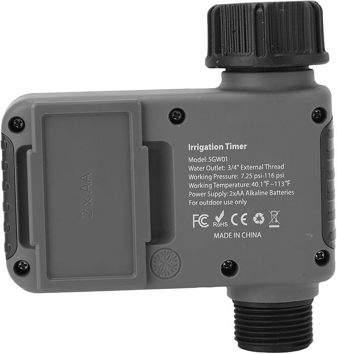 Outlet Sprinkler Timer, Digital Water Timer for Garden Hose with Rain Delay, Automatic & Manual Watering System for Yard Lawn Irrigation