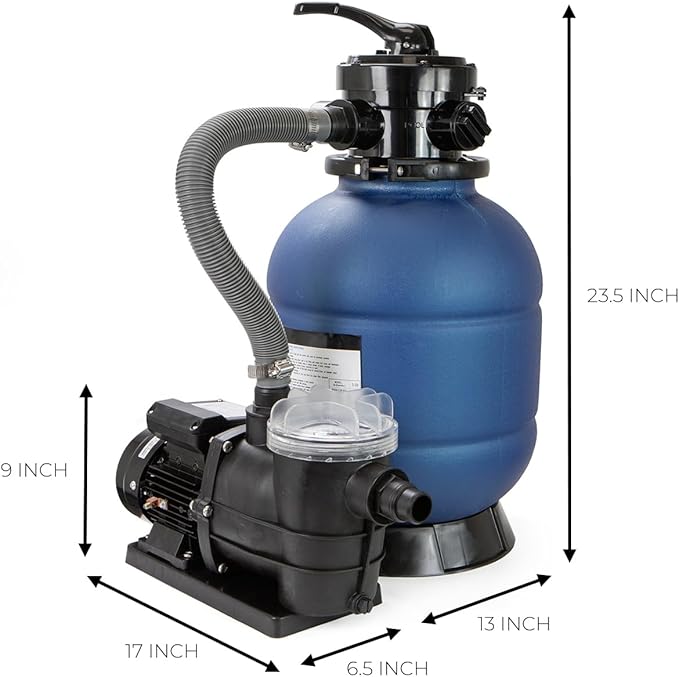XtremepowerUS 13" Sand Filter 3/4HP Pool Pump 2,400GPH for Above Ground Swimming Pool Multi-Port Valve Up to 10,000 Gallons, 1-1/4"NPT Pool Sand Filter with Enhanced Circulation System