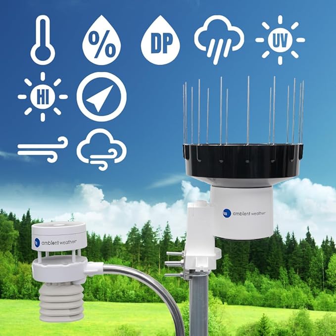 Ambient Weather WS-5000 Ultrasonic Smart Weather Station with AWN+ Included and TFT Full Color LCD Display