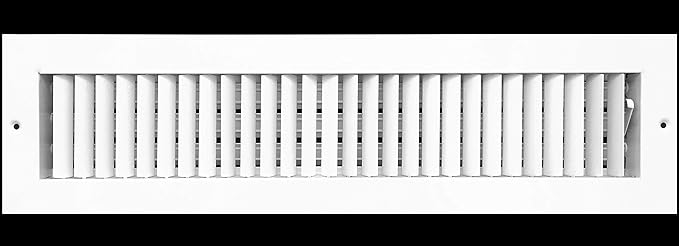 20" X 4" Adjustable AIR Supply Diffuser - HVAC Vent Cover Sidewall or Ceiling - Grille Register - High Airflow - White [Outer Dimensions: 21.75" w X 5.75" h]