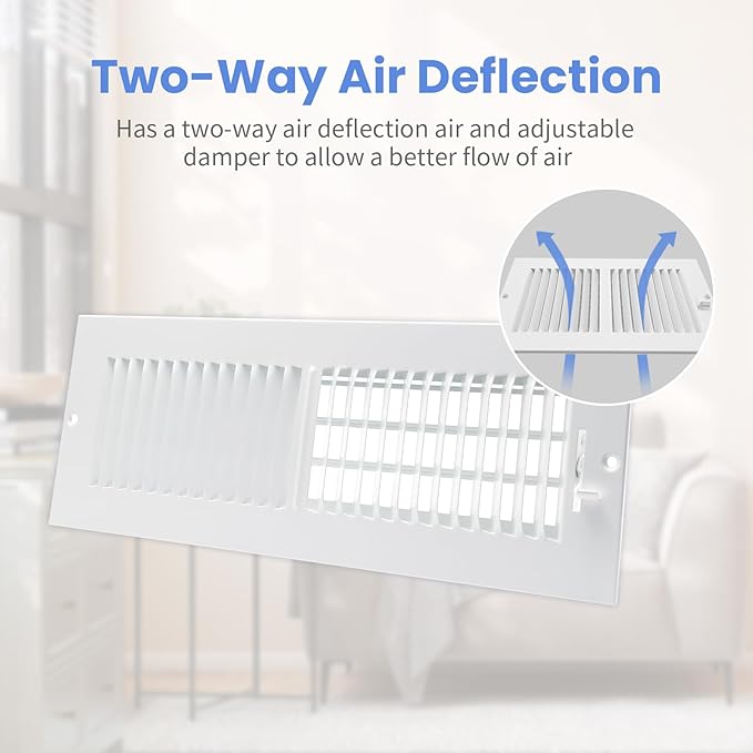 14 x 4 Inch [Duct Opening] Air Vent Covers for Wall or Ceiling - High Airflow 2 Way Steel Ventilation - Adjustable Wall/Ceiling Register, 15-3/4 Inch x 5-3/4 Inch [Overall Dimensions]