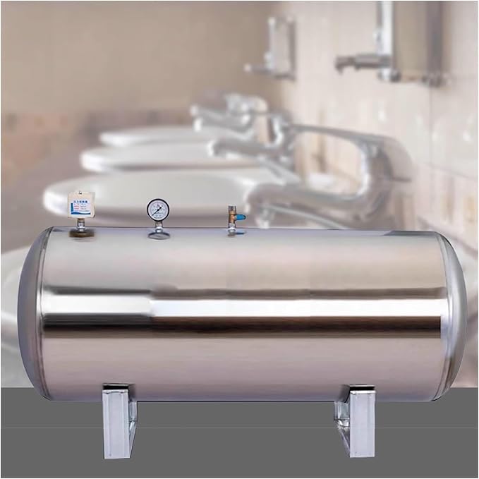Horizontal Type Stainless Steel Pressurized Water Tank, Water Pressure Tank Corrosion Resistance, Pressure Tank for Parks/Agriculture/Schools/Homes(66 Gallons)