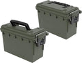 Sheffield 12791 2-Pack Ammo Storage Box, Stackable .30 Cal Field Boxes, Water and Dust Resistant, Lockable Storage Box with Handle, Secures Hunting Gear, Supplies, and Bullets, Made in USA, Green