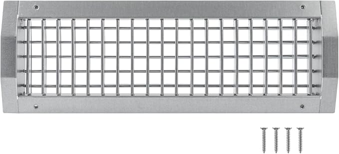 17" x 5" Aluminum Supply/Exhaust Grille for a Round Spiral Duct - Grill Cover with Adjustable Louver Blades - Air HVAC Return Register for Home, Bathroom, Ceiling