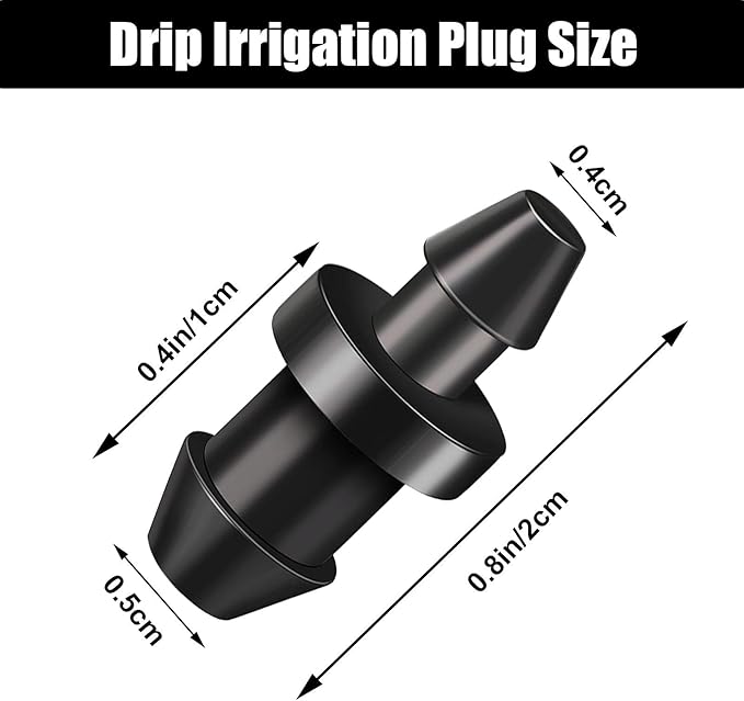 Honoson Drip Irrigation Plugs 1/4 Inch Tube Closure Goof Hole Plugs Irrigation Stopper for Home Garden Lawn Supplies, Black(150 Pieces)