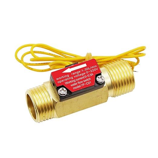 G1/2" Hall Effect Liquid Water Flow Switch Control Flowmeter Counter Meter for Humidifier Water Dispenser Shower Water Heater Copper BSP Male Thread 1-30L/Min
