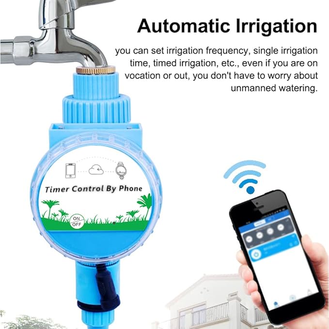 Automatic Irrigation Controller and Sprinkler Timer with WiFi Connection and Mobile App Remote Control for Garden Lawns Patio and - Includes Stainless Steel Water Inlet Filter