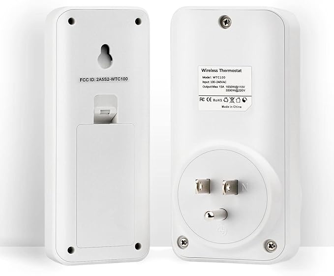 DIGITEN Temperature Controller WTC100 Wireless Thermostat Outlet Temperature Controlled Outlet Programmable Thermostat Controller Wireless Thermostat with Remote Sensor Greenhouse Thermostat