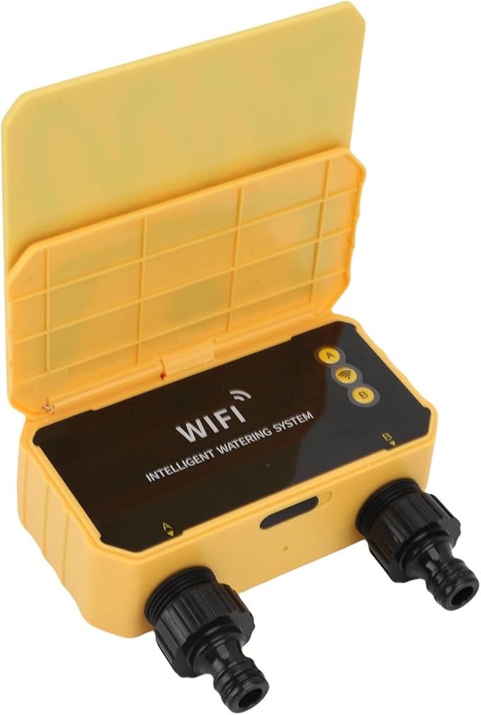 Fafeicy Smart WiFi Water Timer with Rain Delay, Solar Powered Sprinkler Timer for Garden Hose, APP Remote Control Voice Compatible with Assistant, Automatic Irrigation System