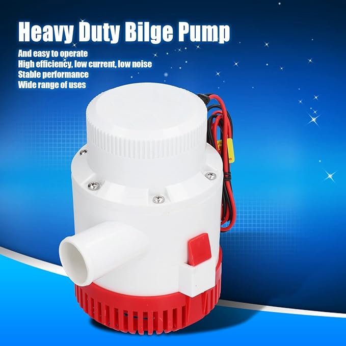 Bilge Pump, ABS Anti Shock Submersible Pump, Rustproof Boats Electric Water Pump, Heavy Duty Bilge Pump for Drainage Provides Power (DC12V 3000GPH)