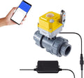 Smart electric valve, TUYA-WIFI-APP control, 1.5-inch PVC electric ball valve full bore, 2-wire automatic reset, normally closed, DC24V actuator/AC110V-230V power adapter, suitable for water systems
