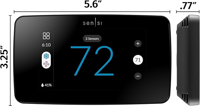 Sensi Touch 2 Smart Thermostat with Touchscreen Color Display, 100 Years of Expertise, Programmable, Wi-Fi, Data Privacy, Easy DIY, Works with Alexa, Energy Star Certified, ST76, C-Wire Required