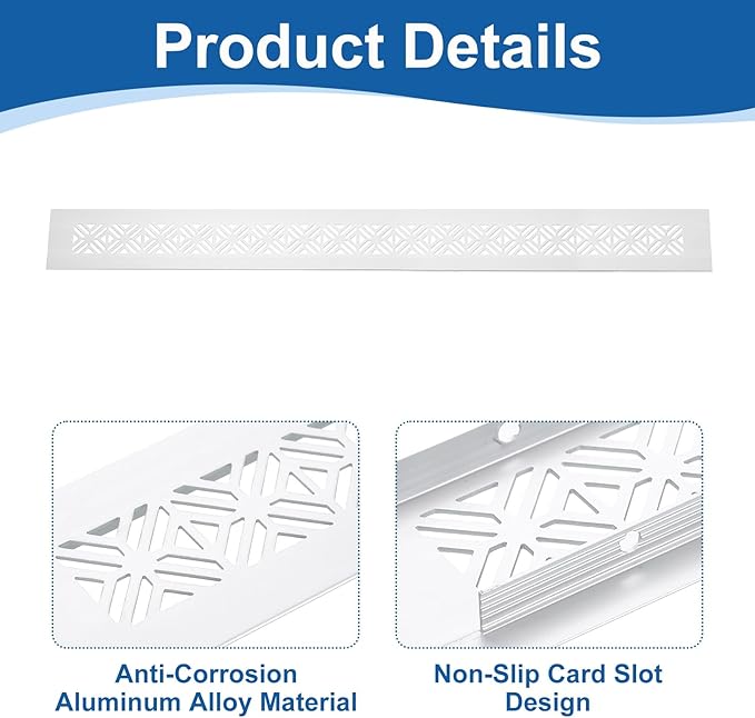 uxcell Aluminum Alloy Air Vents, 500 x 50mm / 19.7 x 2" Rectangle Louvered Ventilation Grille Cover with Mounting Screws for Door Cabinet Wardrobe, Silver