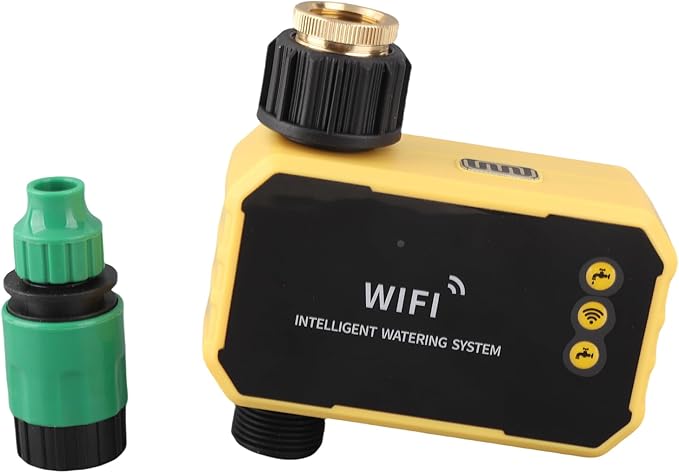 ITEFDTUTNE WiFi Solar Sprinkler Timer, Automatic Watering Valve Controller with Rain Sensor and App Control, for Villas Balconies Rooftop Gardens