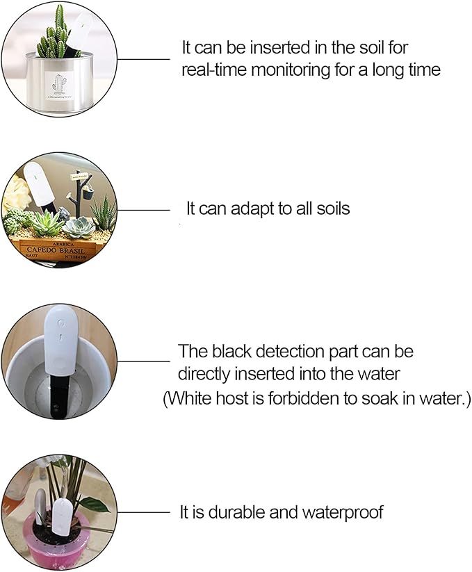 WN1803 Mini Electronic Soil Monitor for Potted Flowers and Plants Handheld Detector with Red Green and Blue Indicator Lights for Plant Care and Gardening Applications