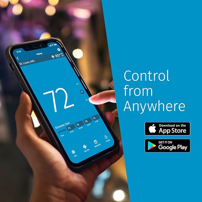 Sensi Touch Smart Thermostat by Emerson with Touchscreen Color Display, Programmable, Wi-Fi, Mobile App, Easy DIY, Data Privacy, Works with Alexa, Energy Star Certified, ST75S-Silver, C-Wire Required