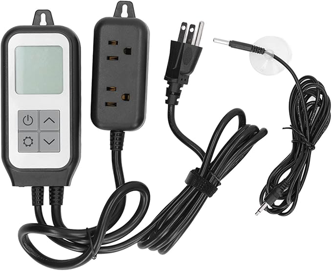 Digital Temperature Controller with WiFi and App Remote Monitoring - Smart Thermostat Socket for Heating and Cooling - Dual Output Timing Control - Range -30 to 105 Degrees Celsius