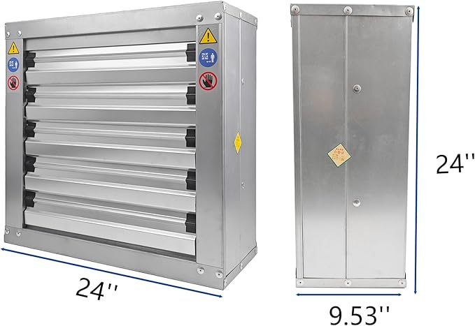 24" Wall Mounted Exhaust Fan -Automatic Shutter - Vent Fan For Home Attic, Shed, or Garage Ventilation, 4390 CFM, 6180 SQF Coverage Area, New Version