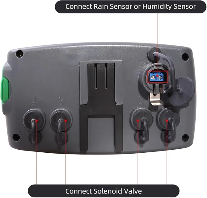 Automatic 4-Zone Irrigation System Watering Timer, Garden Water Timer Controller System with 2 Solenoid Valve(Rojo)