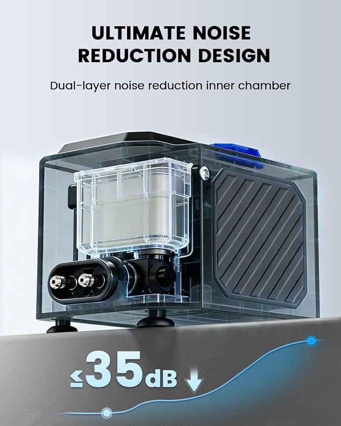 fishkeeper Ultra-Quiet Aquarium Air Pump – 10W (255GPH) Powerful Fish Tank Air Pump with Stainless Steel Dual Outlets, Adjustable Oxygen Aerator Pump with Air Stone Bubbler Kit for 1–200 Gallon