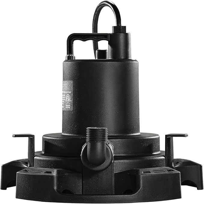 VEVOR Automatic Pool Cover Pump, 1/2 HP 1600 GPH, 120V Submersible Swimming Pool Cover Pump with 25 ft Power Cord, 25 ft Max Head Lift, Water Removal and Transfer Pump, for Pool Draining Hot Tubs