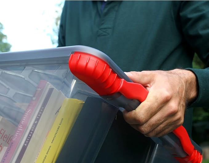 Rotho, Evo Total Protection, storage box 15 l with lid, Plastic (PP) BPA anthracite/red, 15l (39,3 x 28,3 x 23,0 cm)