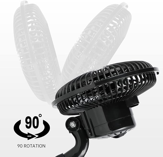 HealSmart Clip Fan - 6-Inch Grow Tent Fan, Wall Mount with Adjustable 90 Angles, 15W, 2-Speed Control - 2 Pack
